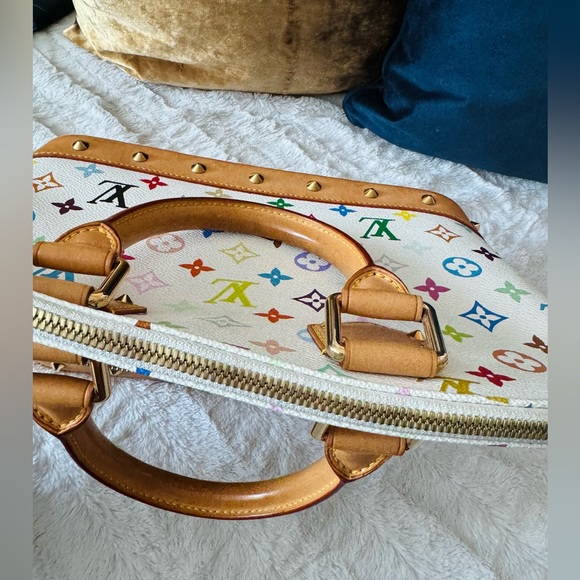 Louis Vuitton Alma PMTop Handle Bag White Multicolour Leather Monogram Murakami - Picture 6 of 13